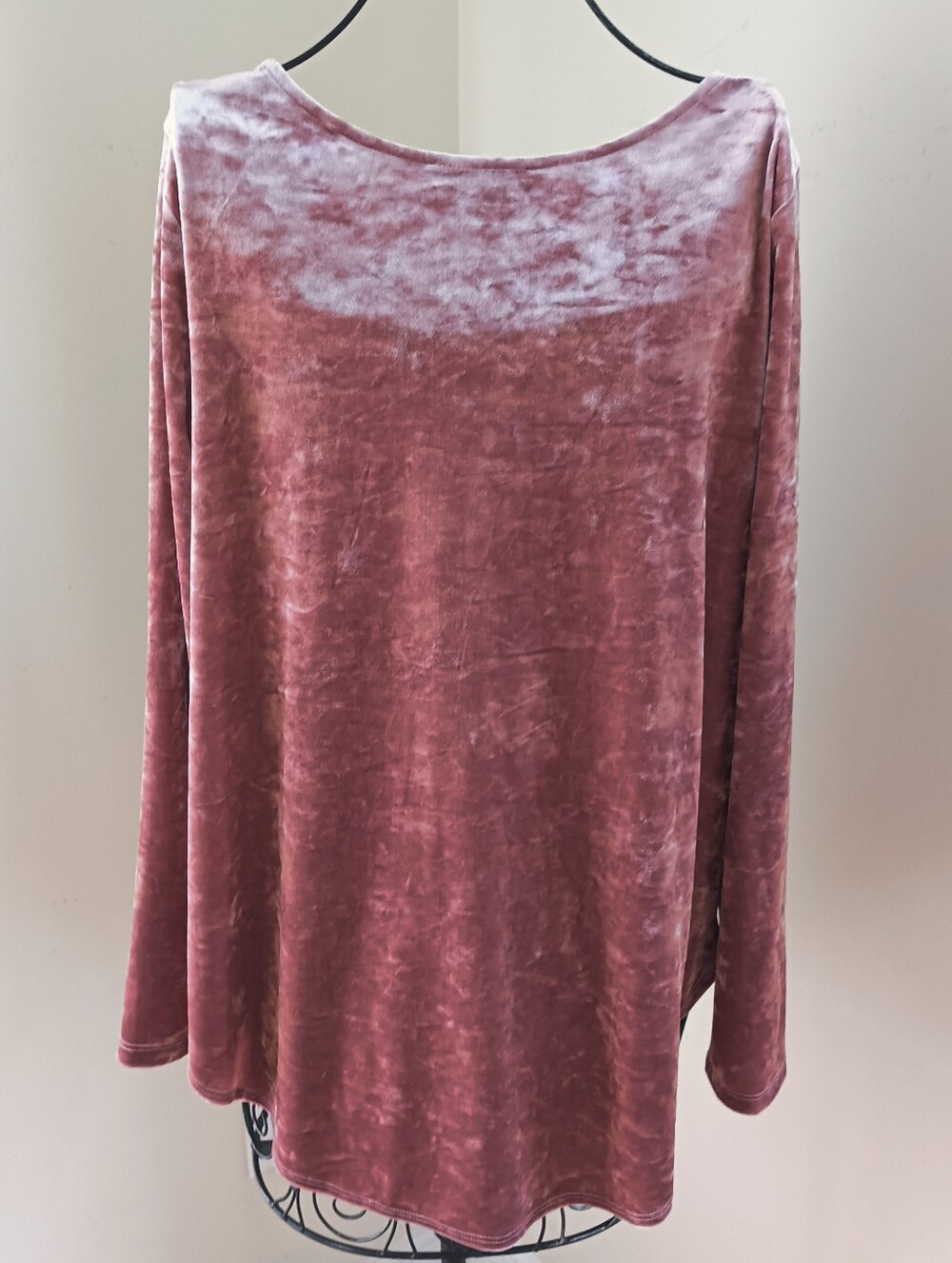 Karen Kane Crushed Velvet Long Sleeve Top Size L Dusty Rose - Picture 11 of 14
